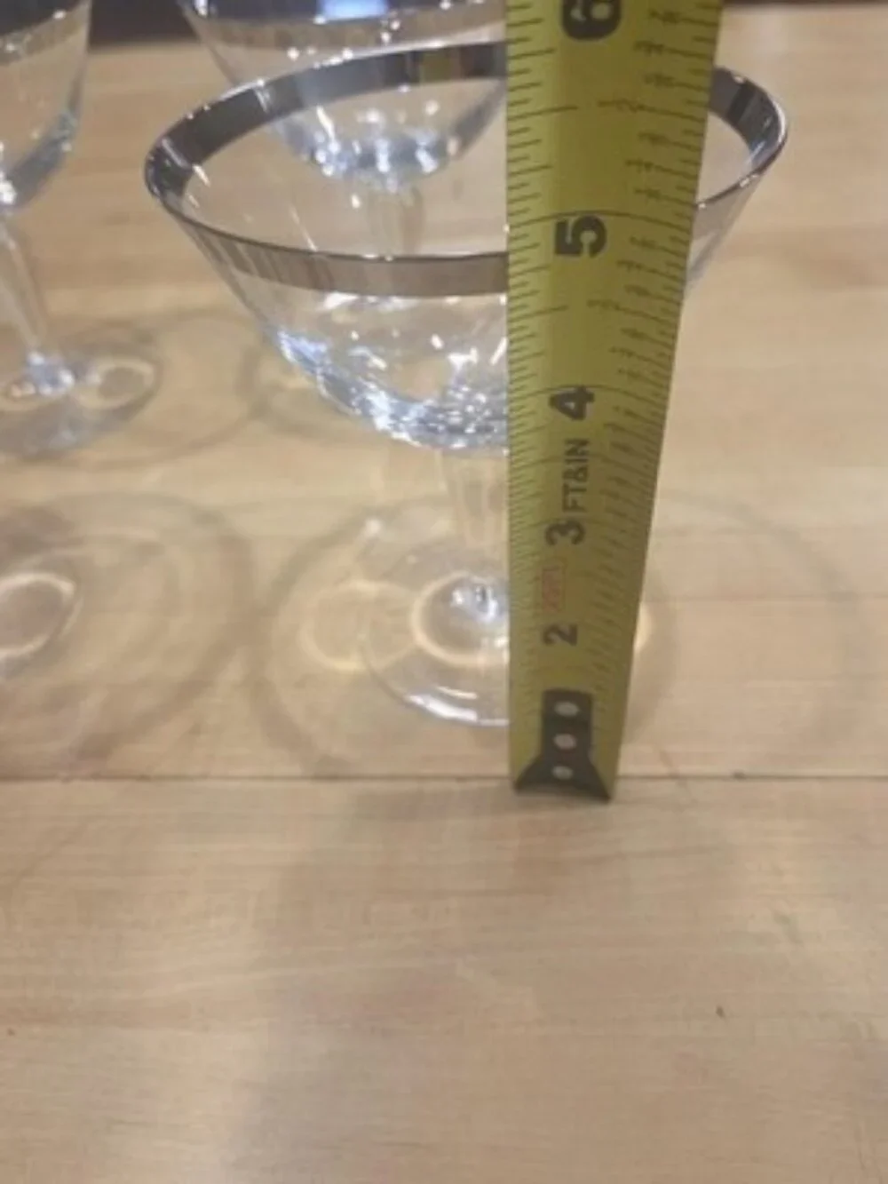Vintage Platinum Rim Crystal Champagne Coupe Glasses Cocktail Stemware Set of 4